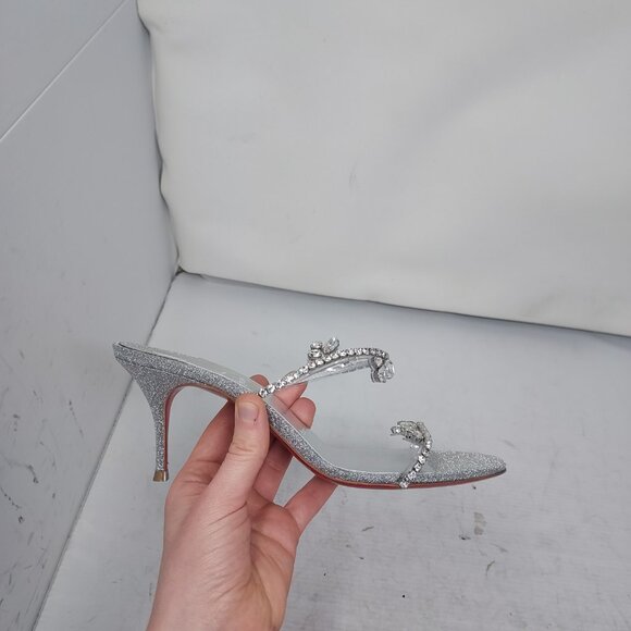 Christian Louboutin Silver Just Queen Crystal Bridal Wedding Heel Sandal - Picture 3 of 15